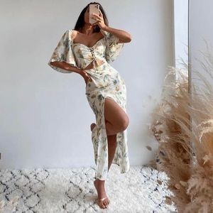 ZARA CUT OUT PRINT DRESS - XSMALL